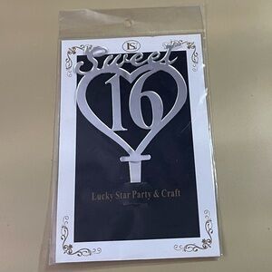 NWT Sweet 16 Cursive Acrylic Mirrored Cake Topper